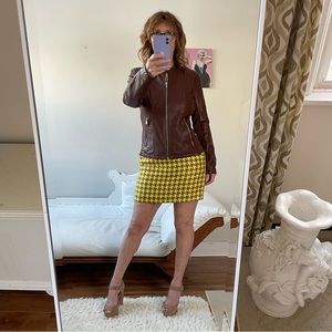 NWT KENNETH COLE REACTION BROWN COGNAC FAUX LEATHER JACKET ZIPPER POCKETS